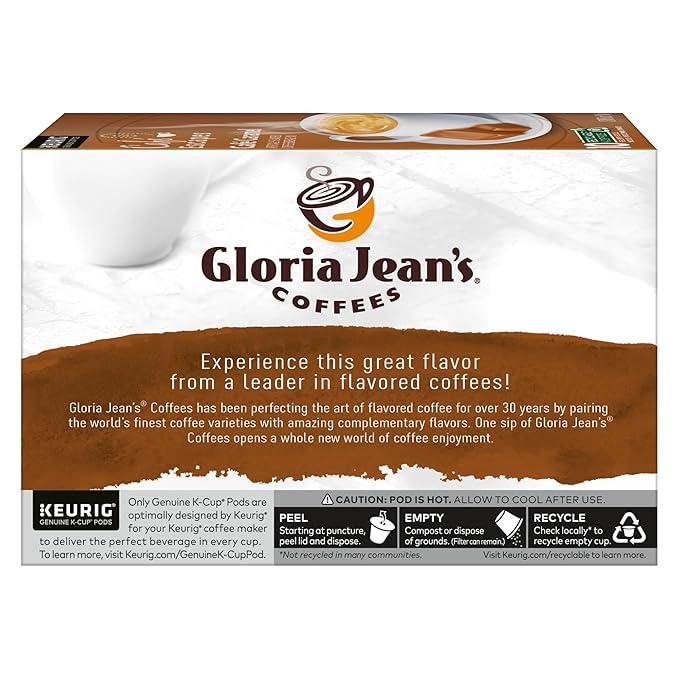 Gloria Jean's Hazelnut Keurig Single-Serve K-Cup Pods Medium Roast Coffee 60 Count (6 Packs of 10)