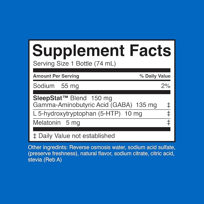 Dream Water Sleep Aid Supplement Drink Melatonin 5mg GABA 5-HTP Zero Sugar Natural Flavors No Added Colors 2.5 oz Liquid Sleep Shots Nighttime Nectar 12-Count
