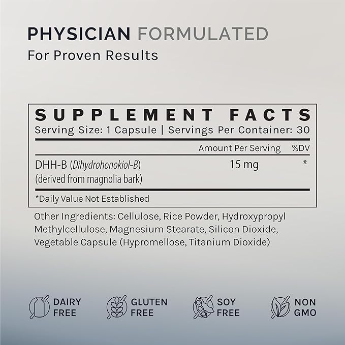 InfiniWell DHH-B Max - 15mg DHH-B Mood Support Supplement - 20x More Potent Than Standard Magnolia Bark Extract - Promote Relaxation Calm Cognitive Clarity &amp a Healthy REM Sleep Cycle (30 Capsul