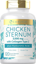 Carlyle Chicken Sternum Cartilage Collagen Capsules | Type II 3000mg | 120 Pills | Plus Hyaluronic Acid | Non-GMO Gluten Free