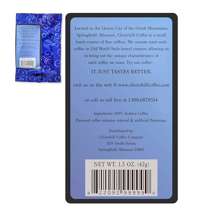 Churchill Coffee Breakfast Blend 10 Portioned Packs -1.5 oz each - Ground Unflavored Coffee