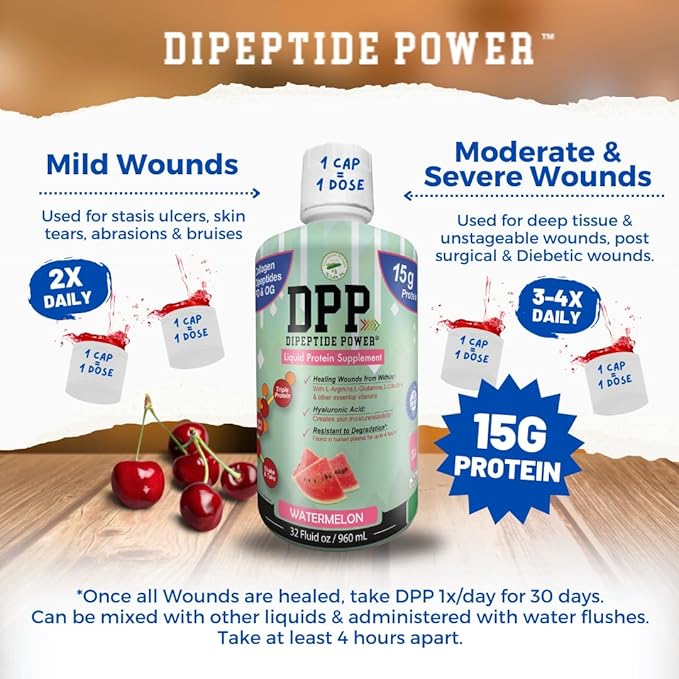 Nutritional Designs DPP Dipeptide Power Liquid Collagen &amp Whey Protein Supplement Sugar-Free Promotes Healthy Skin &amp Hair for Men &amp Women Watermelon Single Serve Packet 1 oz (100 Pack