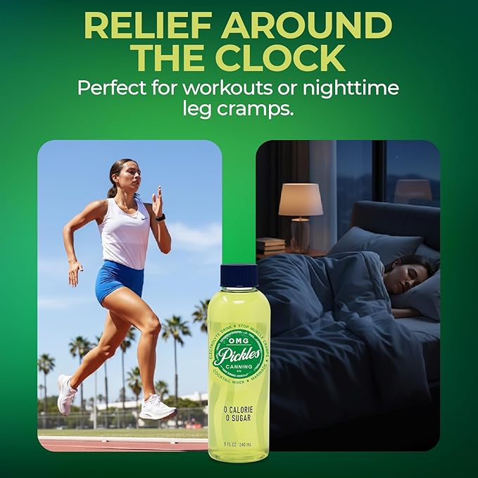 OMG Pickle Juice Sports Drink – Pickles Juice for Cramps &amp Pickle Shots for Leg Cramps – Fast Relief Electrolyte Sport Recovery Drink – No Sugar - 8 oz Pack of 4