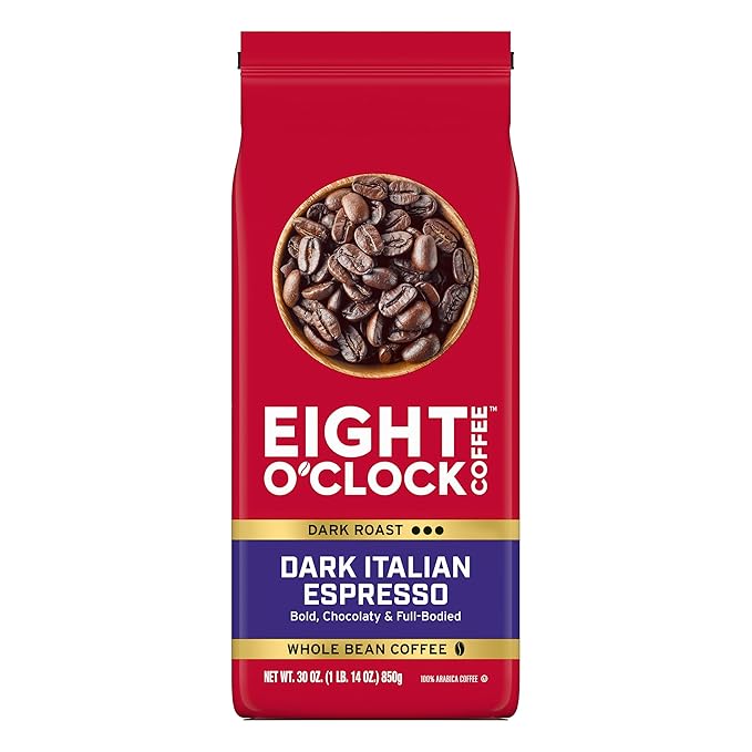 Eight O'Clock Coffee Dark Italian Espresso Dark Roast Ground Coffee 100% Arabica Bold &amp Chocolaty 30 Ounce (Pack of 1)