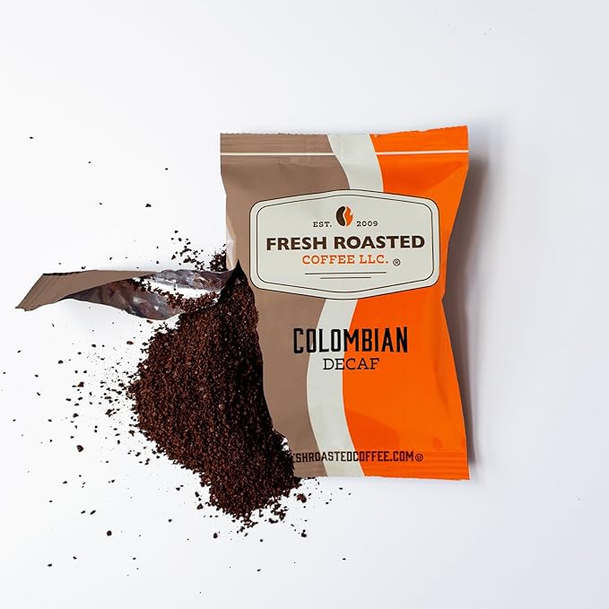 Fresh Roasted Coffee 100% Colombian Decaf Kosher EA Natural Decaf Pre-Ground Fractional Packs 1.75 Ounce 42 Count