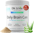 Brain Supplements for Memory and Focus – Dr Lewis Daily Brain Care Powder with Aloe Vera – Plant-Based Nootropic and Energy Supplement for Brain Fog Mental Clarity and Immune Support – Powder 150g