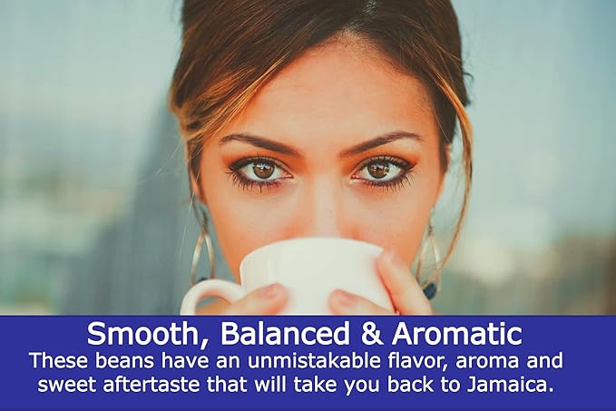 Cafe Blue - 100% Authentic Jamaica Blue Mountain Coffee (8 oz) Small Batch Roasted Whole Beans JACRA Certified Freshly Processed Jamaican Coffee Beans