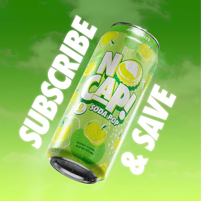 NO CAP! Next Gen Soda Pop with Zero Sugar Zero Calories and Electrolytes for Hydration Naturally Flavored Caffeine-Free Soda Vegan &amp Gluten-Free 16 oz Cans (Variety Pack)