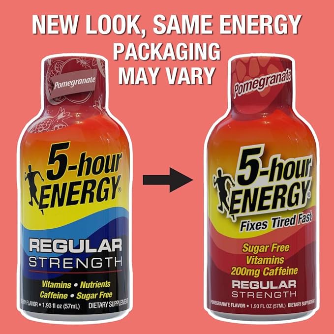 5-hour ENERGY Regular Strength Energy Shot Pomegranate Flavor 1.93oz 20-Pack - Sugar Free