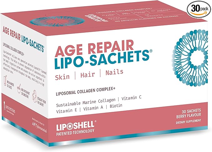 Age Repair Lipo-Sachets Liposomal Collagen Skin Supplement - Liquid Collagen Peptides to Support Skin Firmness Elasticity