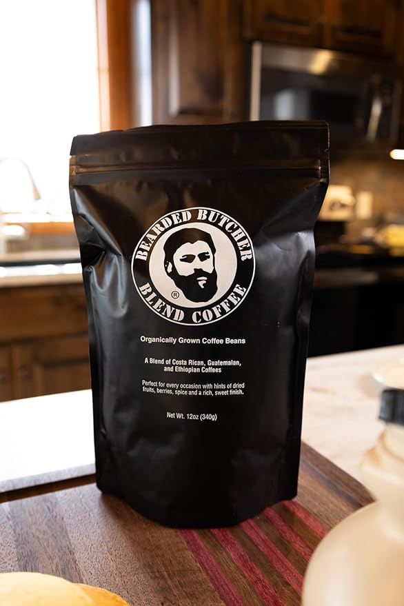 Bearded Butchers Dark Roast Ground Coffee 3-Pack (12oz Each) – Dark Roast Blend of Costa Rican Guatemalan &amp Ethiopian Beans – Smooth Rich Flavor with Hints of Dried Fruit &amp Spice