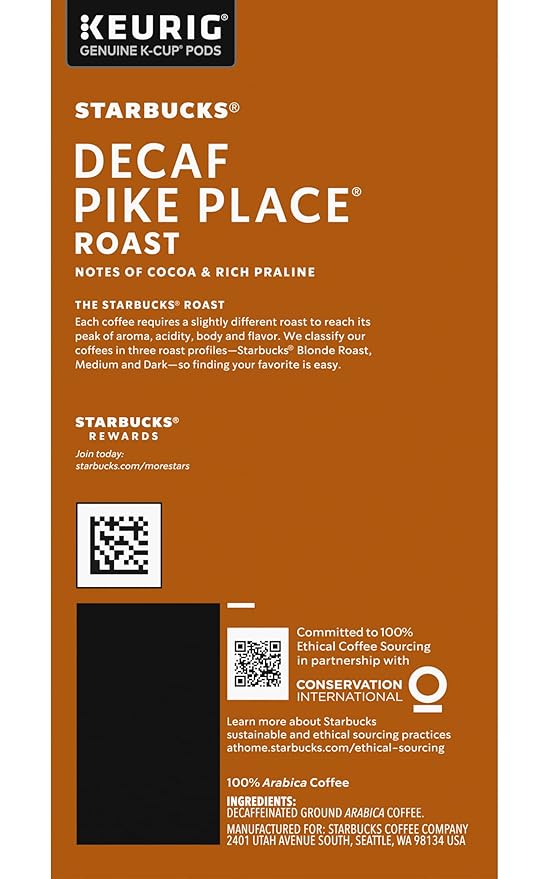Starbucks Decaf Pike Place Roast K Cups 72 Count (3 boxes of 24 K-Cups)