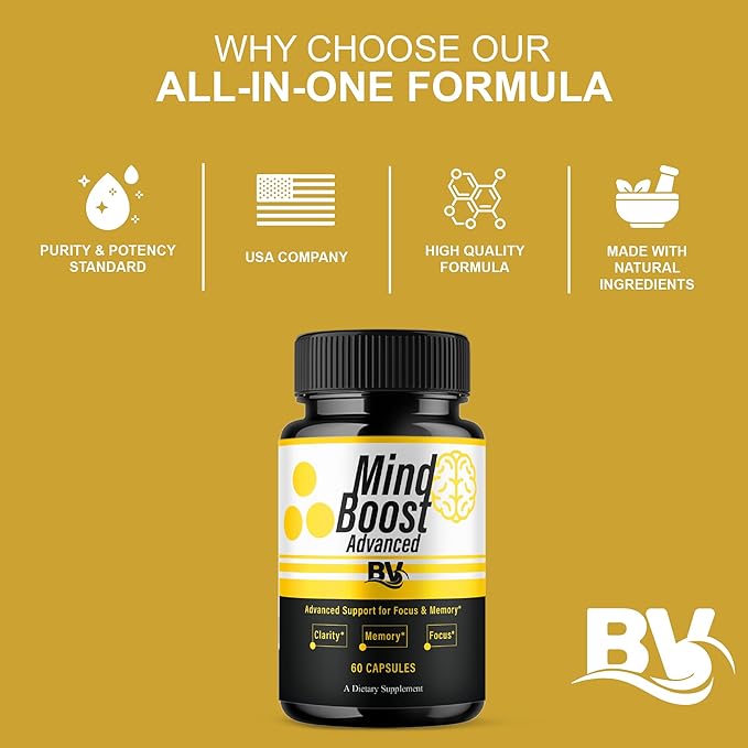 BLUE VIBE Mind Boost Premium Health &amp Wellness Nootropic Supplement MindBoost Advanced All Natural Health Management &amp Overall Wellness Support Supplement Formula Pills (2 Pack - 120 Capsules