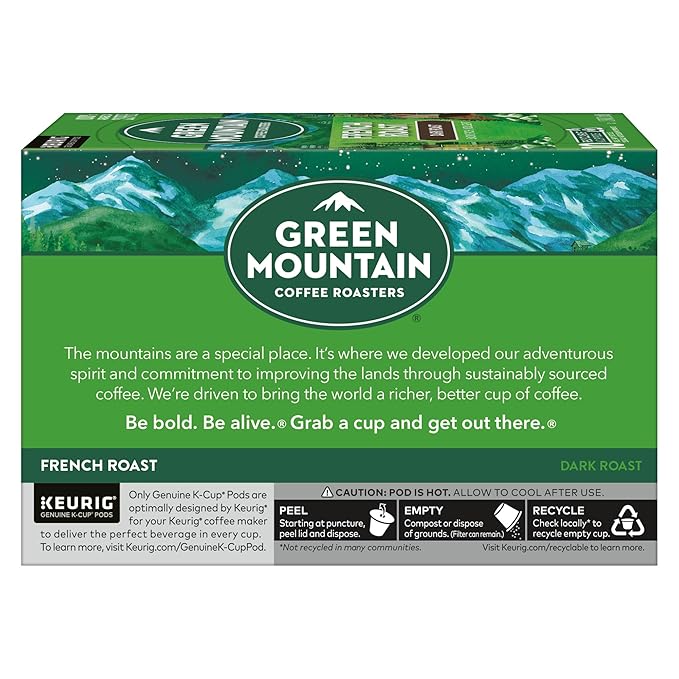 Green Mountain Coffee Roasters French Roast Keurig K-Cup Pods Dark Roast Coffee 60 Count (6 Packs of 10)