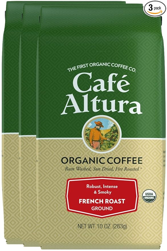 Café Altura French Roast Organic Ground Coffee 10 oz Bag (Pack of 3)