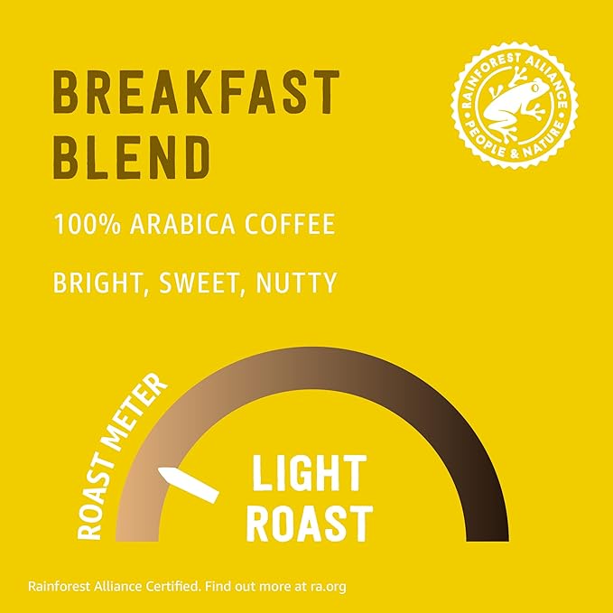 Amazon Brand - Happy Belly Breakfast Blend Compostable Coffee Pods Light Roast Compatible with K-Cup Brewer 96 Count