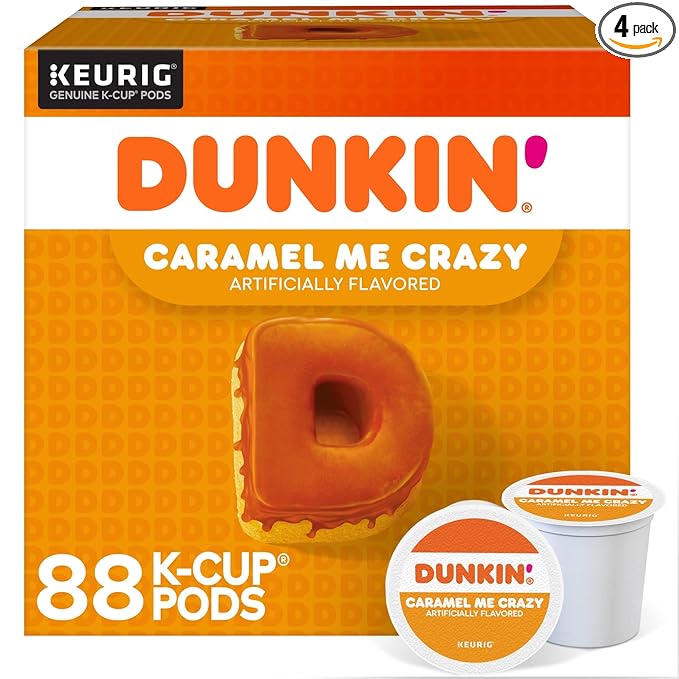 Dunkin' Donuts Coffee K-Cup® Pods Caramel Me Crazy Medium Roast 22 Pods Per Box Set Of 4 Boxes