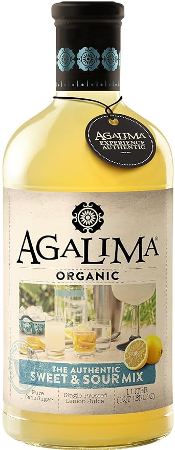 Agalima Organic Authenic Sweet &amp Sour Drink Mix All Natural 1 Liter (33.8 Fl Oz) Glass Bottle Individually Boxed