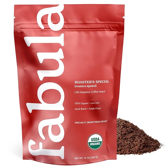 Fabula Organic Coffee Freshly Grounded - Medium and Half-Caff Medium - 2 Bag Bundle