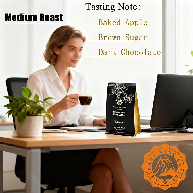 Hawaiian Kona Coffee Whole Bean Single Origin Fancy Grade Medium Roast 100% Hand Picked from Our Coffee Estate in Hawaii(Mauna 7 oz)