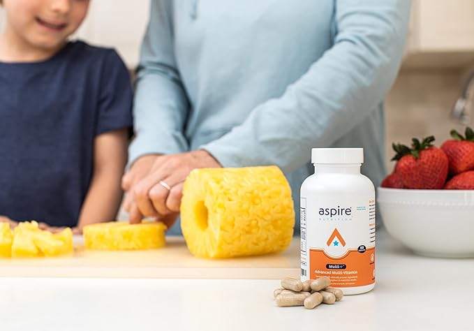 Aspire Multi+™ Advanced Multivitamin for Men Women &amp Kids - Best Supplement for Focus Attention Memory Mood. More Absorbent Nutrients Minerals and Vitamins - All Natural