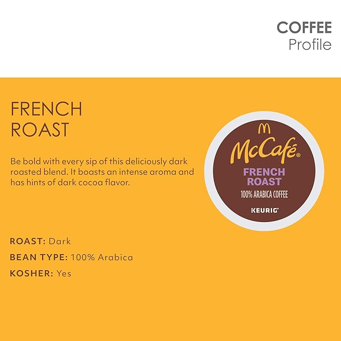 McCafe French Roast Single Serve Coffee Keurig K-Cup Pods Dark Roast 60 Count (6 Packs of 10)
