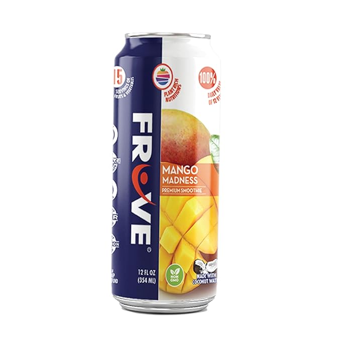 Fruve a healthy super juice drink with real fruit | Gut Health &amp Immunity Benefits | non-GMO | low calorie | Mango Madness | 12 fl oz (12 Pack)