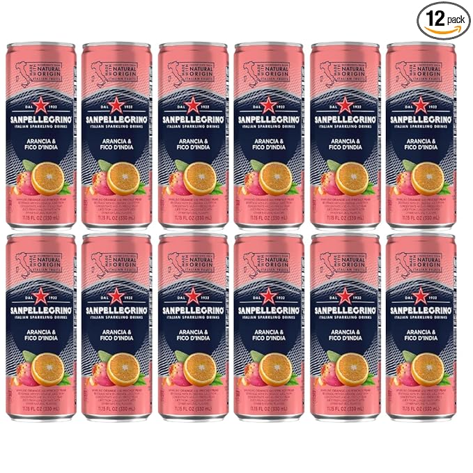 San Pellegrino Prickly Pear Sparkling Beverage – 12 Pack 11.15 fl oz Cans | Refreshing Italian Sparkling Drink Naturally Flavored No Artificial Colors