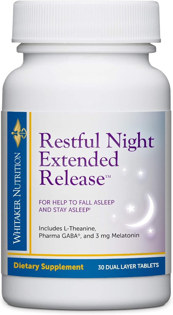 Dr. Whitaker Restful Night Extended Release Melatonin Sleep Aid Helps You Fall Asleep and Stay Asleep Longer with Dual-Layer Extended Release Technology 30 Tablets (30-Day Supply)