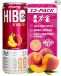 HIBO Healthy Energy Drinks Sugar Free – Gluten-Free &amp Gut-Friendly Prebiotic Fiber w/ 140mg Caffeine &amp 60mg Green Coffee Extract Electrolytes – Supports Immunity &amp Focus - Pack of 12 Pea