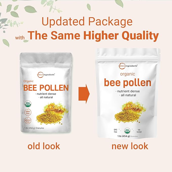 Micro Ingredients Organic Bee Pollen Granules 1 lb | Fresh Harvest Raw &amp Natural Superfood | Rich in B Vitamins Minerals Protein &amp Antioxidants | Keto Non-GMO