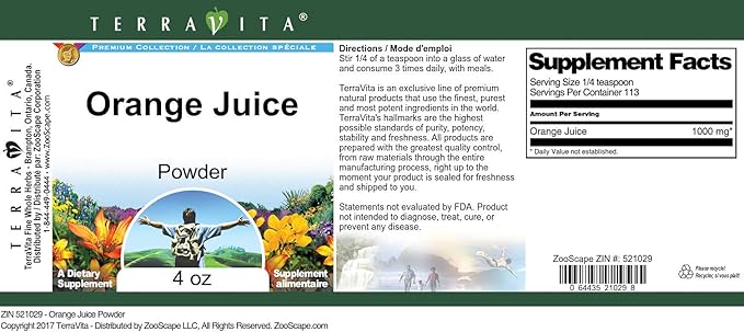 Orange Juice Powder (4 oz ZIN: 521029) - 3 Pack