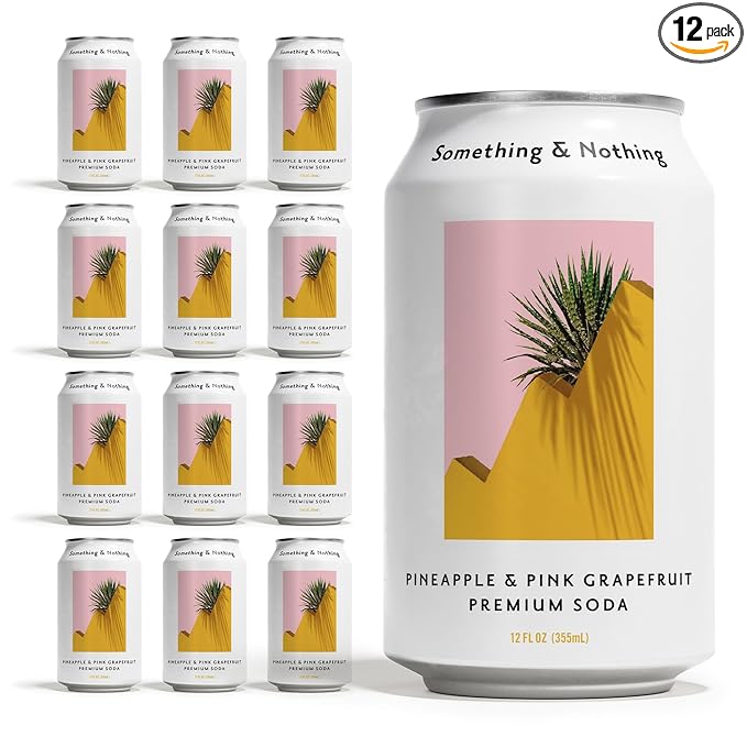 Something &amp Nothing Pineapple &amp Pink Grapefruit Flavoured Sparkling Water | Lightly Carbonated Full Flavoured with Grape &amp Lemon Juice | Vegan &amp Low Calorie Soda | 12 Fl Oz Cans (Pack