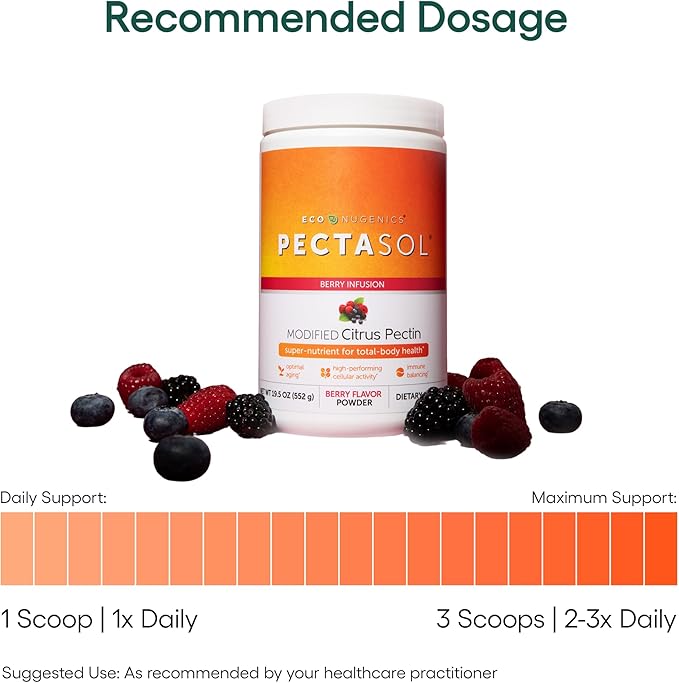 PectaSol Modified Citrus Pectin – 551g Berry Powder – Total-Body Health Supplement to Support Heart Immune System Inflammation Response &amp Healthy Aging + Maintain Healthy Galectin-3 Levels
