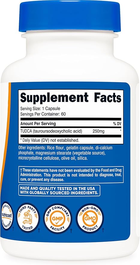 Nutricost Tudca 250mg 60 Capsules (Tauroursodeoxycholic Acid) - Premium Quality