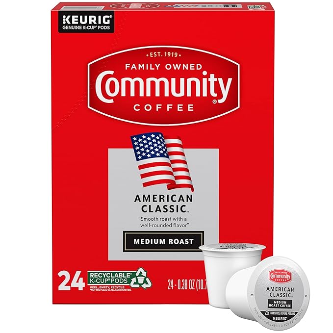 Community Coffee American Classic 24 Count Coffee Pods Medium Roast Compatible with Keurig 2.0 K-Cup Brewers 24 Count (Pack of 1)