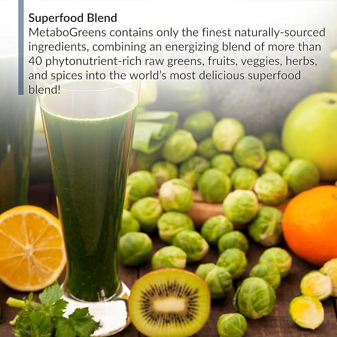 BioTrust Metabo Greens Superfood Powder - Super Greens Powder Fruit &amp Veggie Blend with Clinically Studied Spectra - Non GMO Soy Free Gluten Free Dairy Free Energizing Berry Flavor (30 Servin