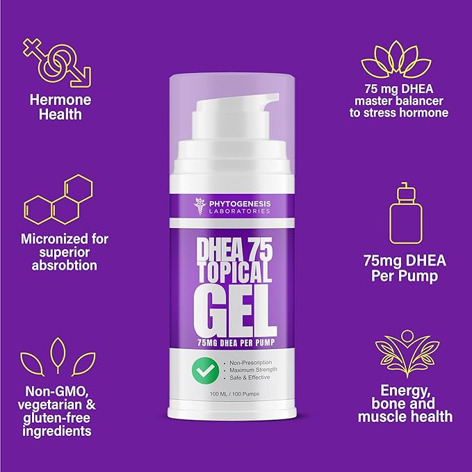 DHEA 75 – 75mg DHEA Per Pump – Promotes Healthy Aging Healthy Mood Immune Support Balanced Levels and Overall Health – One Month Supply (3)