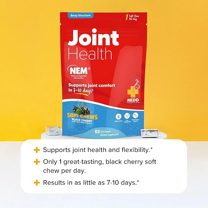 Redd Remedies Joint Health Original Helps Strengthen Connective Tissue and Cartilage Black Cherry Flavor 30 Soft Chews