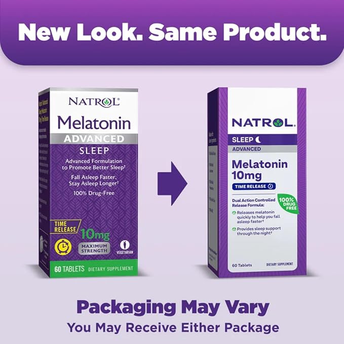 Natrol Advanced Sleep Melatonin Tablets Maximum Strength 10 mg 60 ea (Pack of 3)
