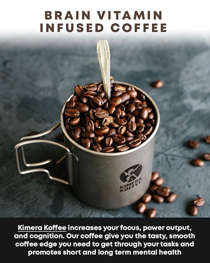 Kimera Koffee Organic Ground Coffee Original Blend Medium Roast infused with Taurine Alpha GPC DMAE and L-theanine
