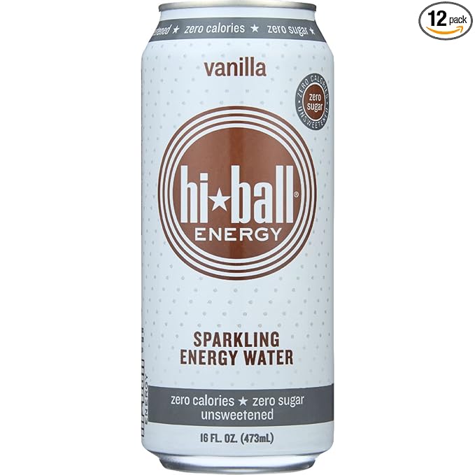 Hiball Energy Sparkling Water Vanilla 16 Ounce (Pack of 12)