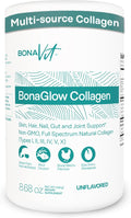 Multi Collagen Peptides - Types I II III IV V &amp X - Premium Hydrolyzed Collagen Powder for Women &amp Men - with Vitamin C Digestive Enzymes &amp Probiotics - 24 servings - BonaGlow Unflavo