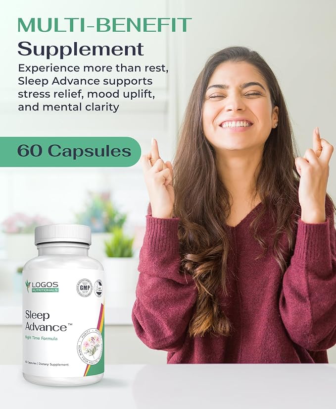 Sleep Advance - Restful Sleep Formula - 60 Capsules - Natural Sleep Aid with Magnesium Melatonin L-Theanine &amp More - Non-Addictive Stress Relief Formula for Deep Sleep