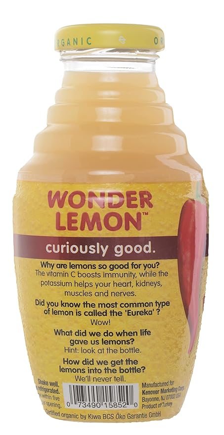 Wonder Lemon Organic Lemon Basil Jalapeno Cold Pressed Juice 8.45oz (6 Pack)