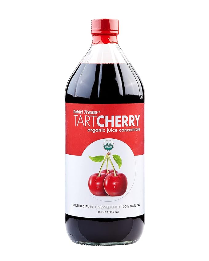 TAHITI TRADER Tart Cherry Organic Juice Concentrate - Ready to Drink Organic Superfood Promoting Immune Support &amp Overall Health - Pure Unsweetened Fruit Juice - (32 oz 1 Pack)