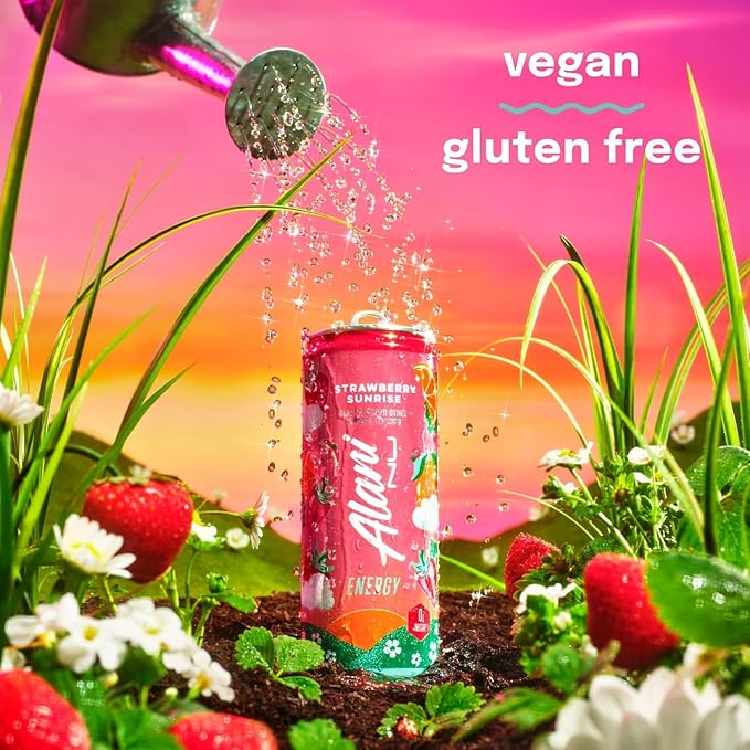 New Alani Energy Drinks Strawberry Sunrise Watermelon Wave Breezeberry Flavors - Variety Pack Sugar-Free Low-Calorie Energy Boost Drink 12 fl oz (Pack of 6)