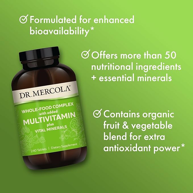 Dr. Mercola Premium Products Whole Food Multivitamin Plus Vital Minerals Tablets 240 Count