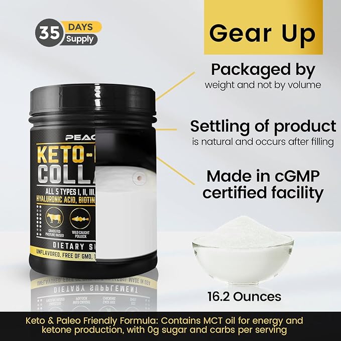 Keto Multi Collagen Peptides 16.2 oz Pack of 2 - Bone Broth Protein Powder 5 Types Hydrolyzed Collagen MCT Oil Unflavored Protein Powder for Joint Skin Hair &amp Gut Health