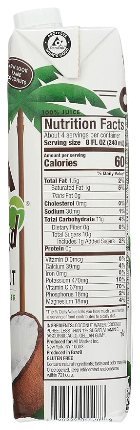 Vita Coco Coconut Water 33.8 Fl Oz | Pressed | Pack of 5
